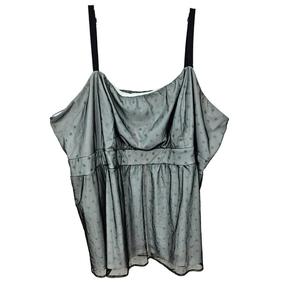 Torrid Black Sheer Over White Polka‎ Dot Accordion Bust Size 5 Tank Top
